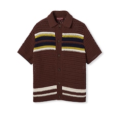 Polo de punto de croché de algodón a rayas