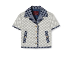 Jacke aus Baumwollbouclé mit Rauten-Muster
