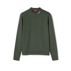 Silk cotton knit sweater with intarsia