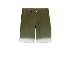 Bleached GG cotton denim jacquard shorts
