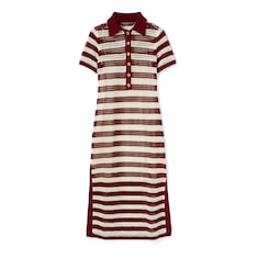 Striped cotton cable knit dress