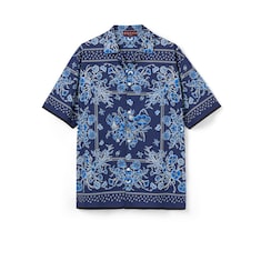 Printed cotton poplin bowling shirt