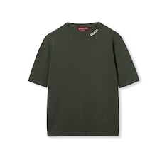 T-shirt in maglia di cotone e seta con intarsio