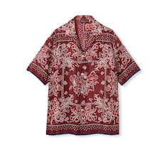 Printed silk twill bowling shirt