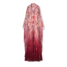 Printed georgette long pleated dress