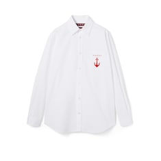 Cotton poplin shirt with embroidery