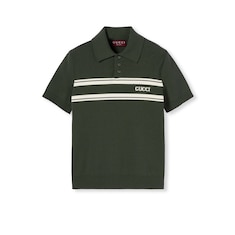 Polo en soie et coton avec intarsia