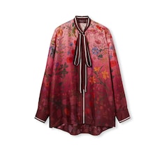 เสื้อเชิ้ต Printed silk shirt with neck bow