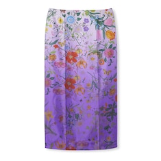Printed silk twill skirt