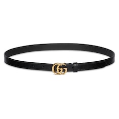 GG Marmont leather belt with shiny buckle