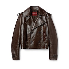 Bikerjacke aus hochglänzendem Leder
