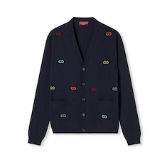 Fine cashmere cardigan with intarsia