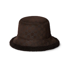 Cappello in pelle scamosciata GG e lana merinos