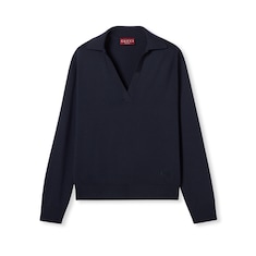 Top con cuello de polo de lana extrafina