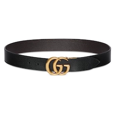 Reversible leather belt with Double G buckle