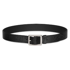 Rubber-effect jumbo GG leather belt