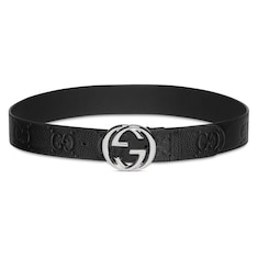 Wide belt with Interlocking G buckle