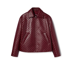 Übergroße Jacke aus Leder mit geprägtem GG