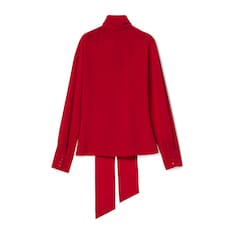 Bluse aus Crêpe de Chine mit Halsschleife