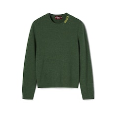 Felted wool knit sweater with intarsia