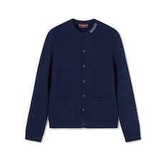 Cardigan aus gefilztem Wollstrick mit Intarsie