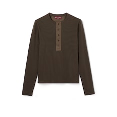 Rib cotton T-shirt with embroidery