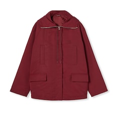 Hooded fabric jacket with logo