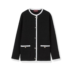 Tweed wool cardigan with embroidery