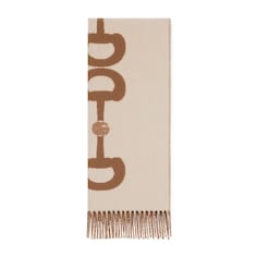 Wool cashmere scarf with intarsia