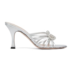 Sandalo slider donna con Incrocio GG con cristalli