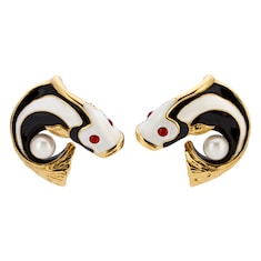 Carp-shaped earrings with enamel