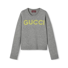 Wool top with Gucci intarsia