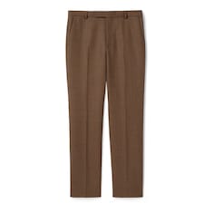 Pantalón de lana con pata de gallo y bordado 