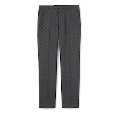 Pantalón de lana gingham técnica con GG