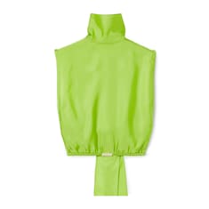 Self-tie neck bow viscose twill top