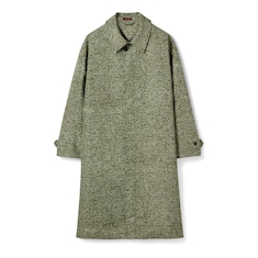 Bonded poplin coat with bouclé print
