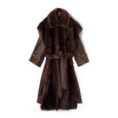 Manteau en shearling à poils longs avec ceinture