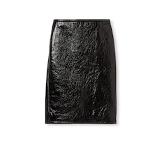 Gonna in pelle lucida e neoprene