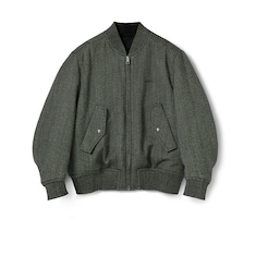 Herringbone wool mouliné bomber jacket