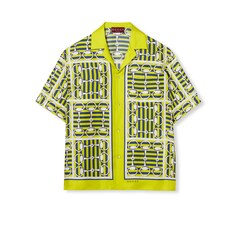 Printed silk twill bowling shirt