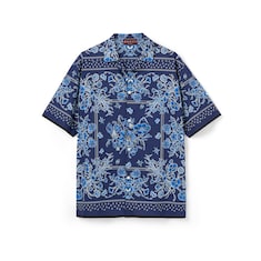 Camicia bowling in popeline di cotone con stampa