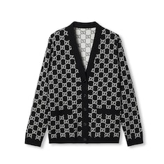 Reversible GG wool jacquard cardigan