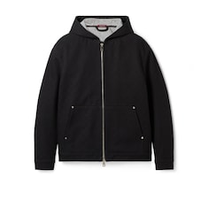 Giacca in denim di cotone GG jacquard con zip