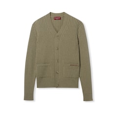Rib wool cashmere knit cardigan