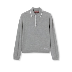 Polo en maille de laine fine avec motif en intarsia