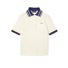 Polo in piquet di cotone con intarsio