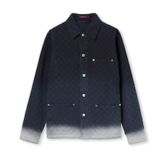 Camicia in denim di cotone GG jacquard con effetto bleached