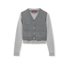 Wool silk top with vest overlay