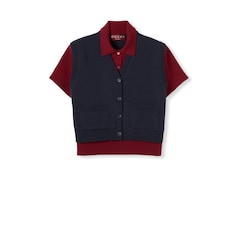 Polo en laine et soie avec gilet superposé
