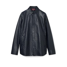 เสื้อเชิ้ต GG leather and nylon shirt